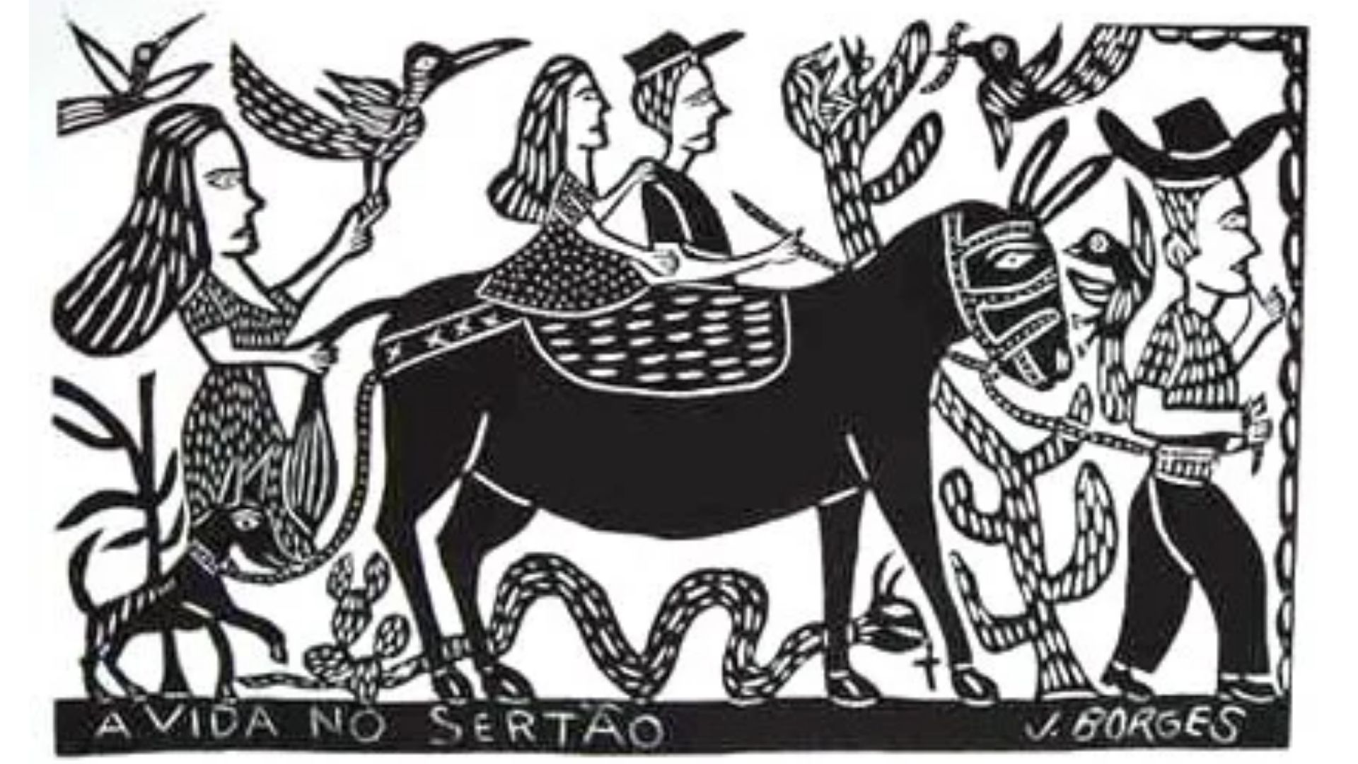 Xilogravura representando o imaginário popular