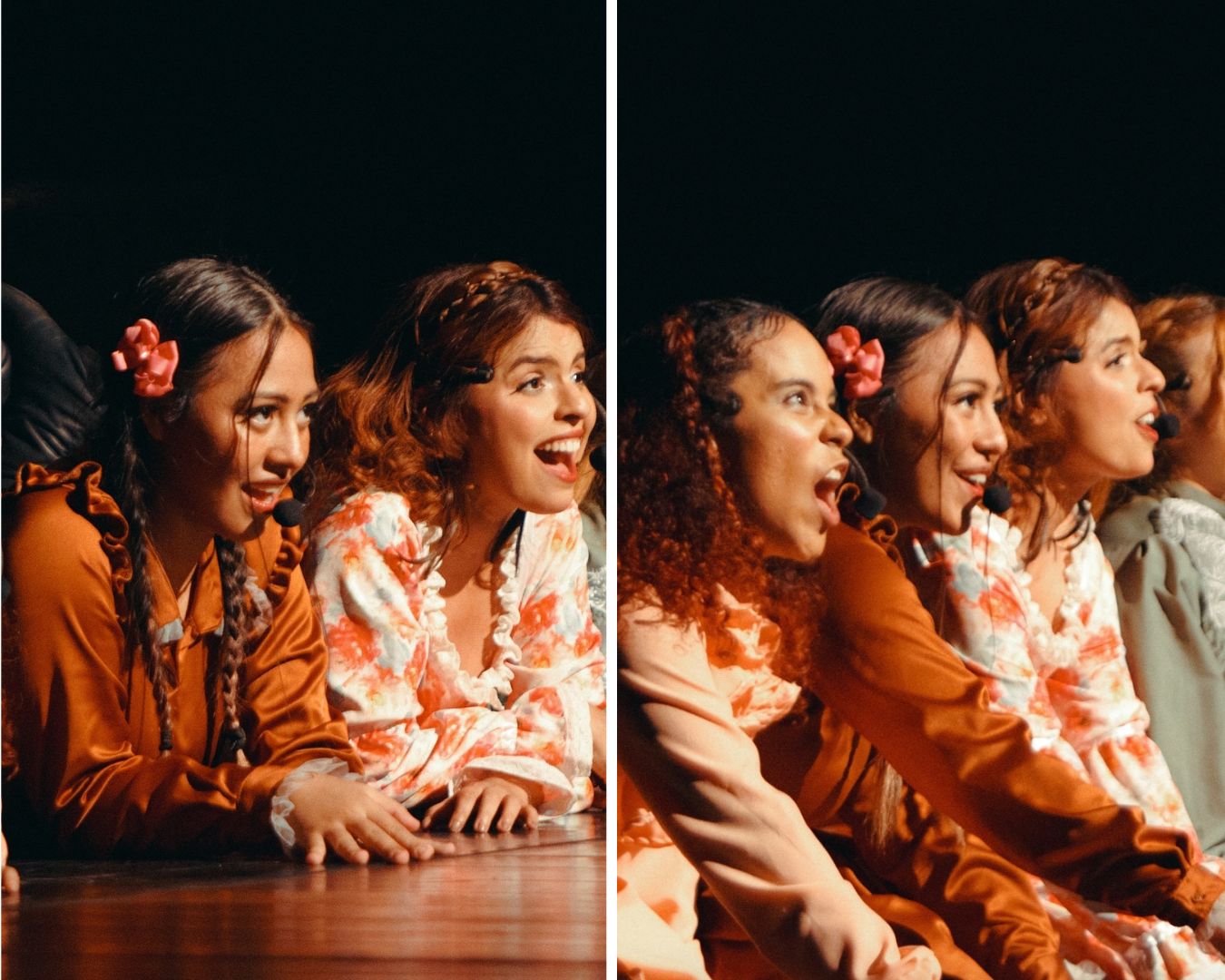 Quatro atrizes no palco em cena do musical O Despertar da Primavera.